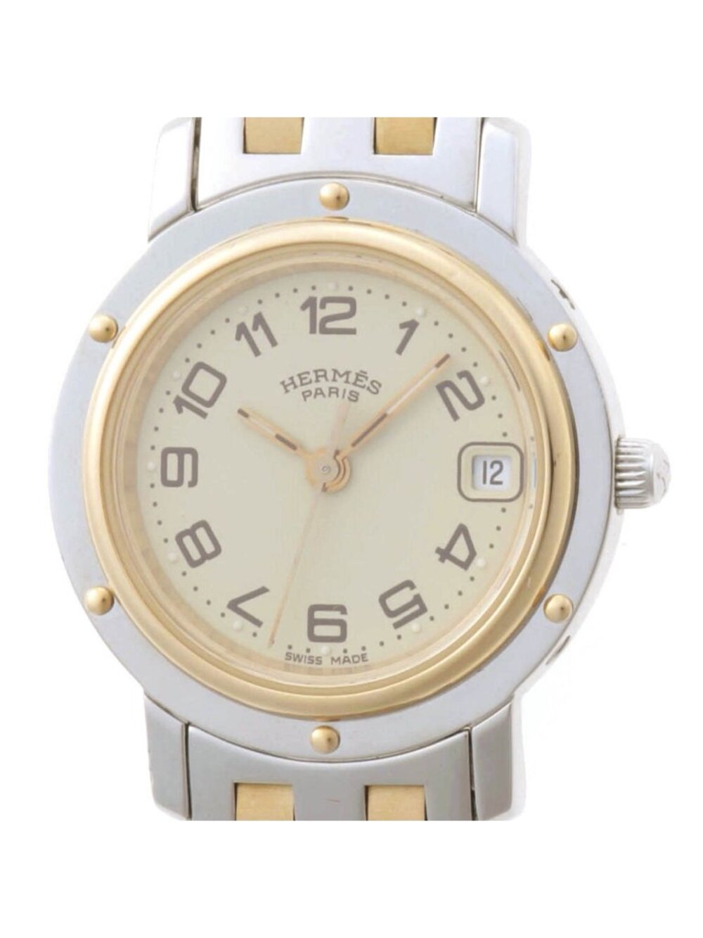Hermes Clipper Watch Stainless Steel Ivory